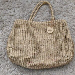 Nine West Straw like handbag with beaded handle
